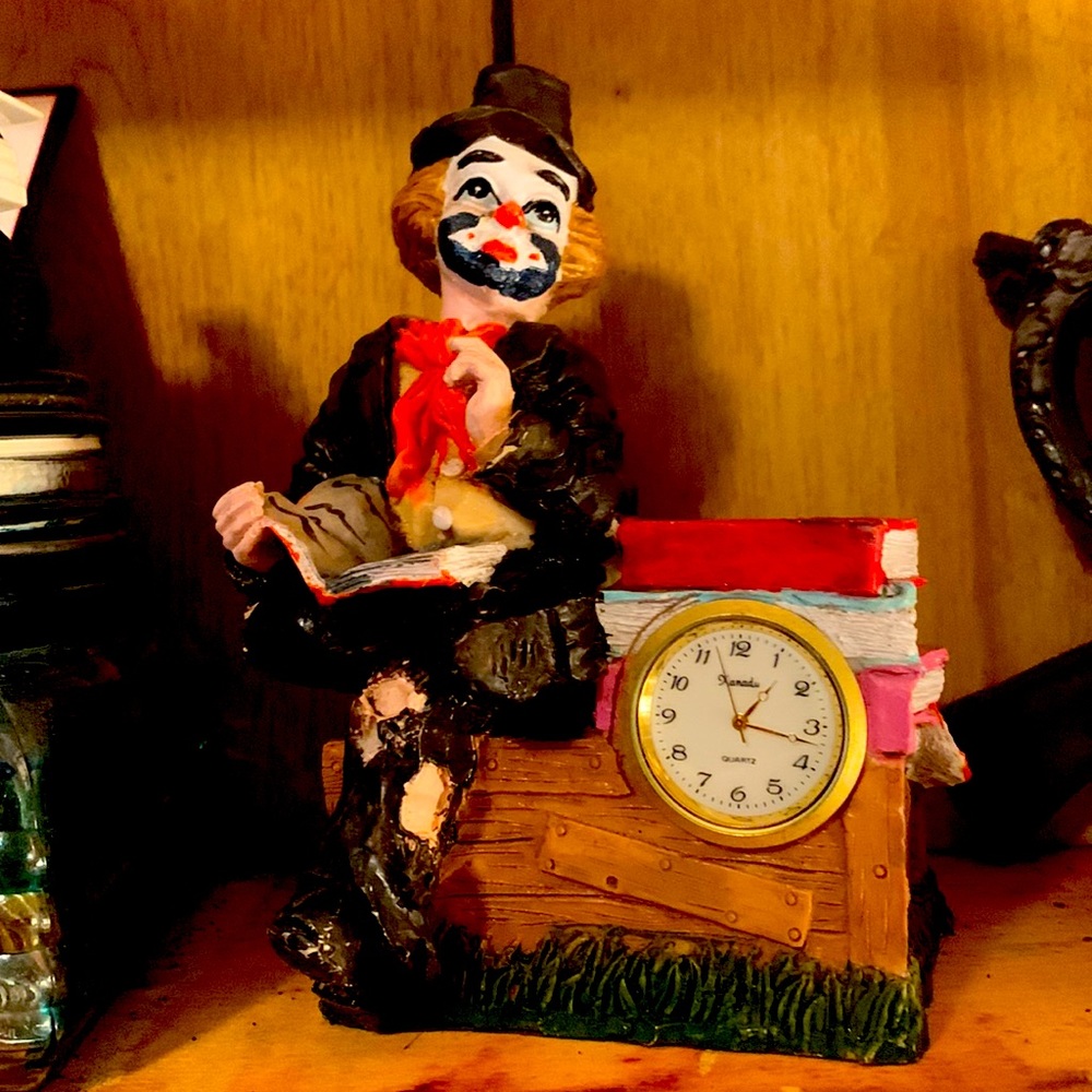 Vintage Ceramic Clown Manual Clock